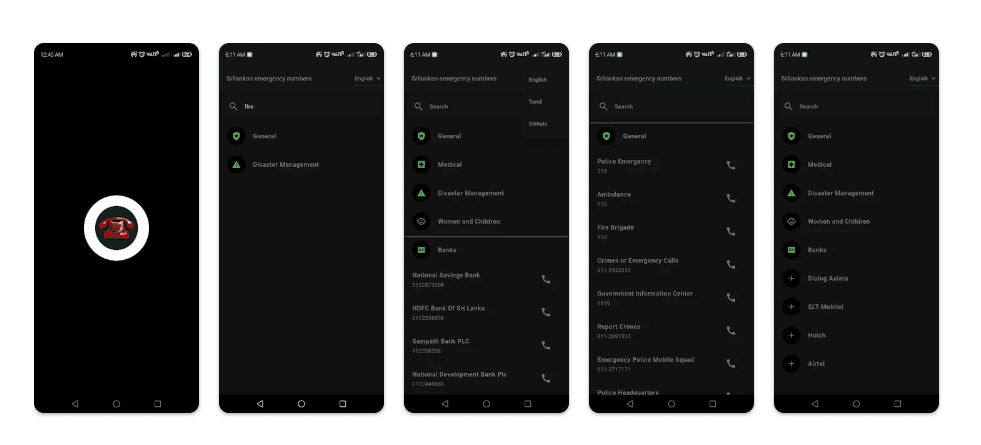 Sri Lankan Emergency Numbers